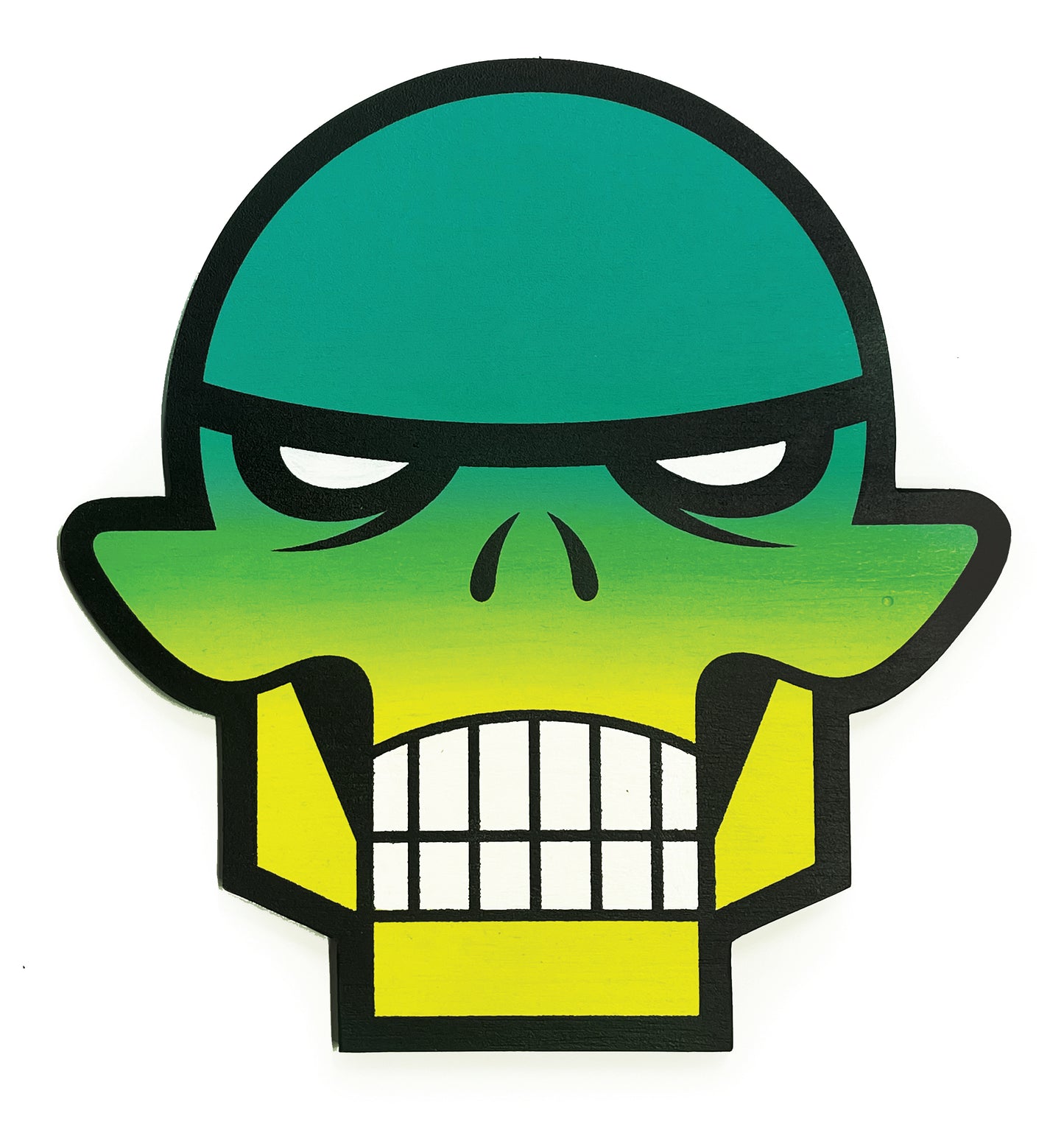 Skull - Green/Yellow Wood Cut Out
