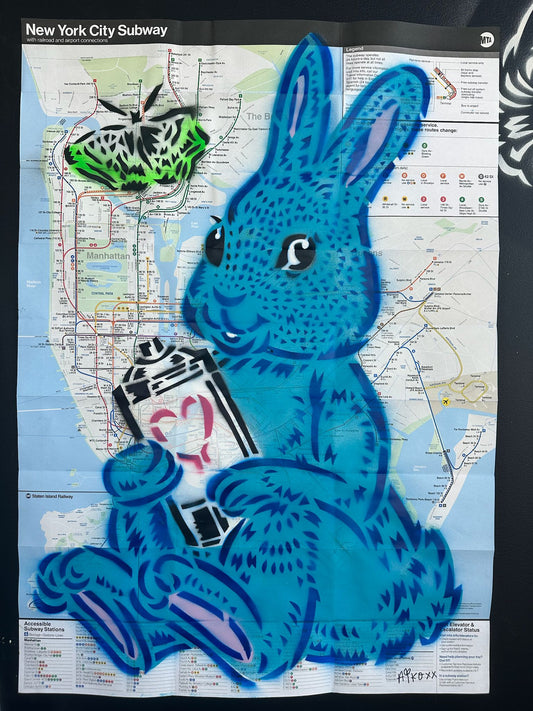 Bunny NYC Subway Map (Blue)
