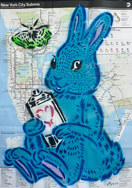 Bunny NYC Subway Map (Blue)