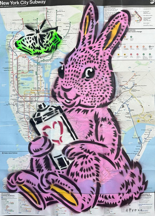 Bunny NYC Subway Map (Pink)